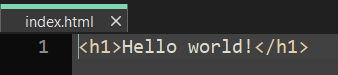 A minimal index.html file containing a hello world heading